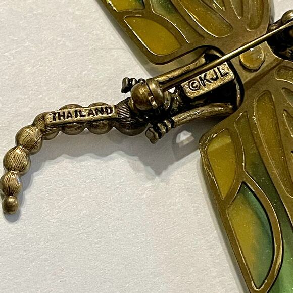 🎊HP🎊Kenneth Jay Lane Stained Glass Dragonfly Brooch - Picture 6 of 7